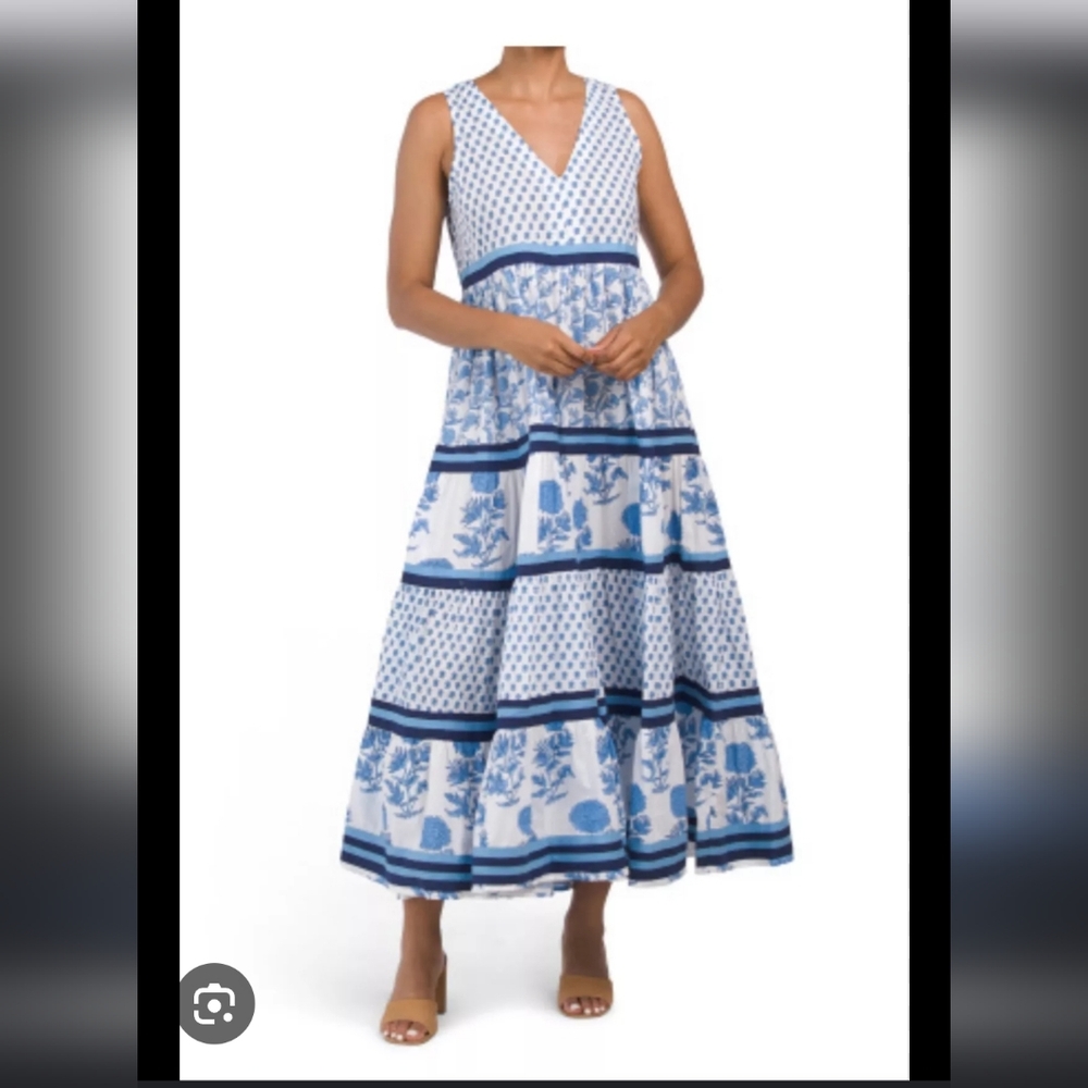 Blue and White Floral Maxi Skirt